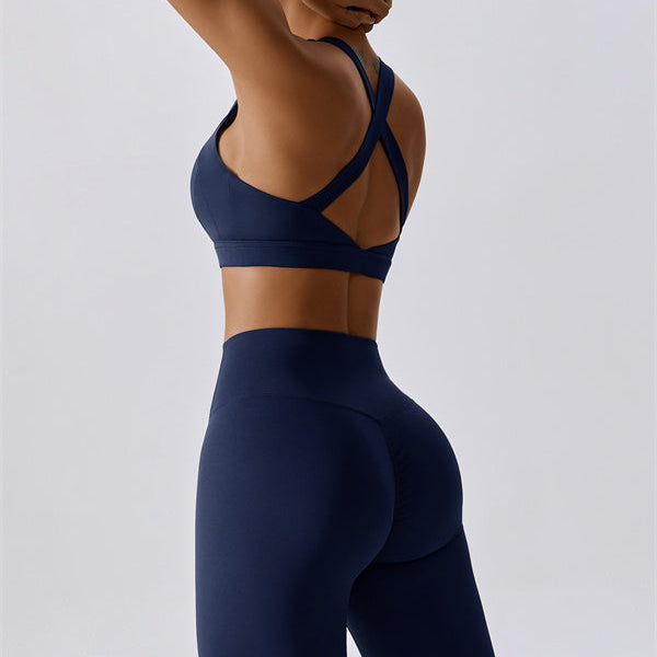 AlienDose | AlienShape™ Cross-Back Top & Leggings 2-Piece Set | Cross-Strap Sports Bra + Leggings to Train with Confidence