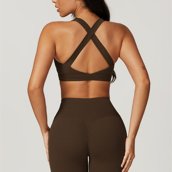 AlienDose | AlienShape™ Cross-Back Top & Leggings 2-Piece Set | Cross-Strap Sports Bra + Leggings to Train with Confidence