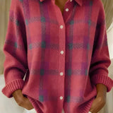 AlienDose | Classic Pink Plaid Collared Cardigan
