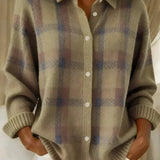 AlienDose | Brown Check Knit Cardigan