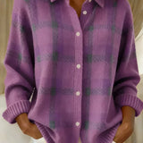 AlienDose | Purple Casual Plaid Cardigan