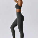 AlienDose | AlienShape™ Cross-Back Top & Leggings 2-Piece Set | Cross-Strap Sports Bra + Leggings to Train with Confidence
