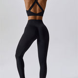 AlienDose | AlienShape™ Cross-Back Top & Leggings 2-Piece Set | Cross-Strap Sports Bra + Leggings to Train with Confidence