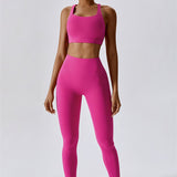 AlienDose | AlienShape™ Cross-Back Top & Leggings 2-Piece Set | Cross-Strap Sports Bra + Leggings to Train with Confidence