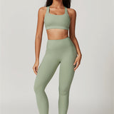 AlienDose | AlienShape™ Cross-Back Top & Leggings 2-Piece Set | Cross-Strap Sports Bra + Leggings to Train with Confidence
