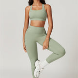 AlienDose | AlienShape™ Cross-Back Top & Leggings 2-Piece Set | Cross-Strap Sports Bra + Leggings to Train with Confidence