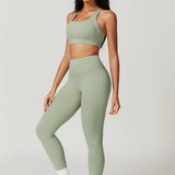 AlienDose | AlienShape™ Cross-Back Top & Leggings 2-Piece Set | Cross-Strap Sports Bra + Leggings to Train with Confidence