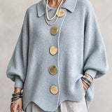 AlienDose | Oversized Collared Cardigan with Gold Buttons