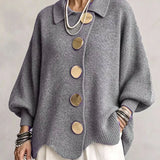 AlienDose | Oversized Collared Cardigan with Gold Buttons