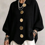 AlienDose | Oversized Collared Cardigan with Gold Buttons