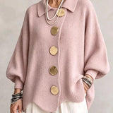 AlienDose | Oversized Collared Cardigan with Gold Buttons