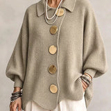 AlienDose | Oversized Collared Cardigan with Gold Buttons
