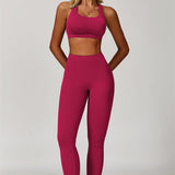 AlienDose | AlienShape™ Cross-Back Top & Leggings 2-Piece Set | Cross-Strap Sports Bra + Leggings to Train with Confidence