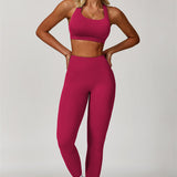 AlienDose | AlienShape™ Cross-Back Top & Leggings 2-Piece Set | Cross-Strap Sports Bra + Leggings to Train with Confidence
