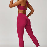 AlienDose | AlienShape™ Cross-Back Top & Leggings 2-Piece Set | Cross-Strap Sports Bra + Leggings to Train with Confidence