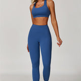 AlienDose | AlienShape™ Cross-Back Top & Leggings 2-Piece Set | Cross-Strap Sports Bra + Leggings to Train with Confidence