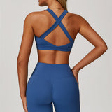 AlienDose | AlienShape™ Cross-Back Top & Leggings 2-Piece Set | Cross-Strap Sports Bra + Leggings to Train with Confidence