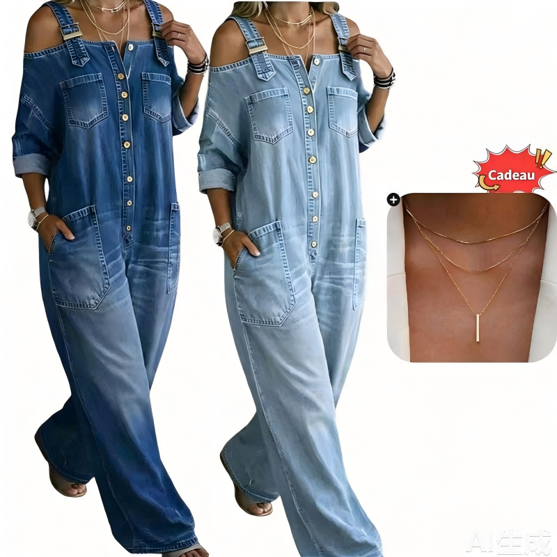 AlienDose | Off-Shoulder Denim Jumpsuit