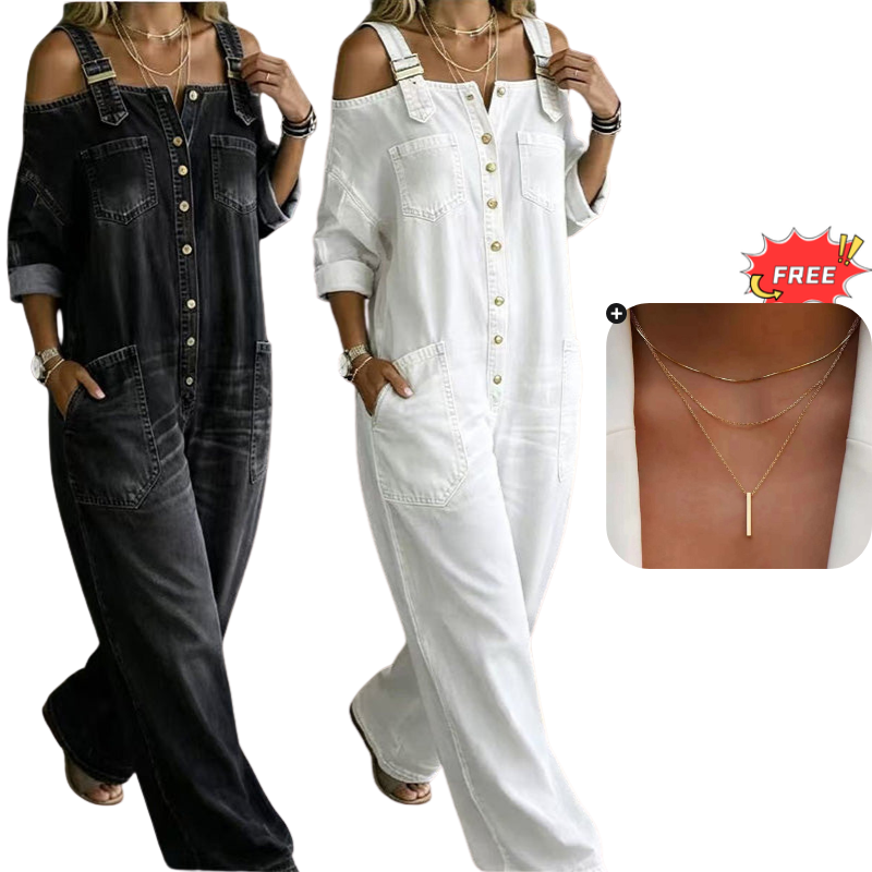 AlienDose | Off-Shoulder Denim Jumpsuit