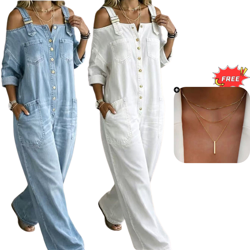AlienDose | Off-Shoulder Denim Jumpsuit