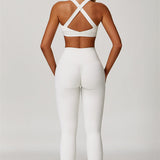 AlienDose | AlienShape™ Cross-Back Top & Leggings 2-Piece Set | Cross-Strap Sports Bra + Leggings to Train with Confidence