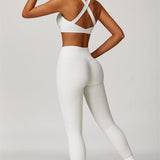 AlienDose | AlienShape™ Cross-Back Top & Leggings 2-Piece Set | Cross-Strap Sports Bra + Leggings to Train with Confidence