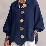 AlienDose | Oversized Collared Cardigan with Gold Buttons