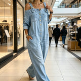 AlienDose | Off-Shoulder Denim Jumpsuit