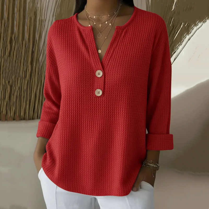 AlienDose | V-Neck Waffle Henley Top