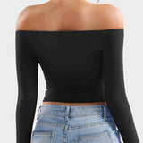 ALIENDOSE | Y2K Off-Shoulder Top & Capri Leggings Set – Style & Comfort